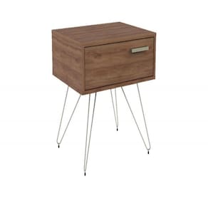 Mesa de Cabeceira 881 Legno - 1 Gaveta com Pés Cromados - Carraro
