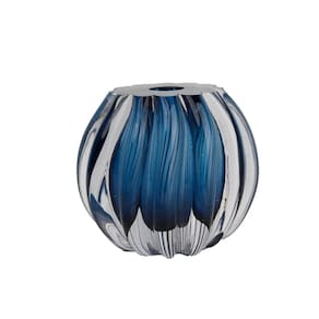 Cachepot De Murano Importado Vasinho Decoração 14X13Cm Azul