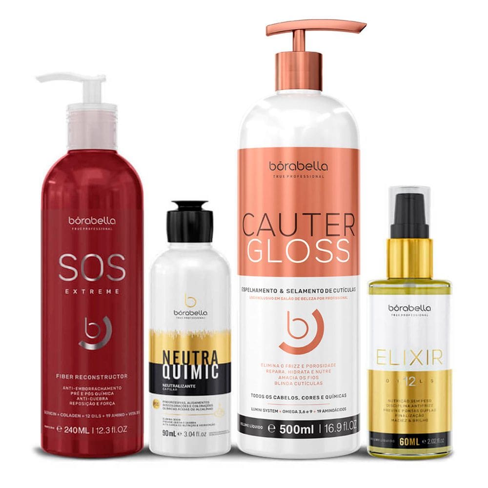 Kit SOS, Neutraquimic, Cauter e Elixir 12 Óleo Borabella