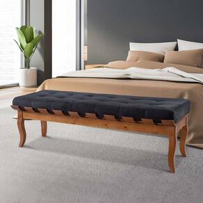 Recamier Isabela 140cm Madeira Maciça Imbuia Suede Preto L14 RMI