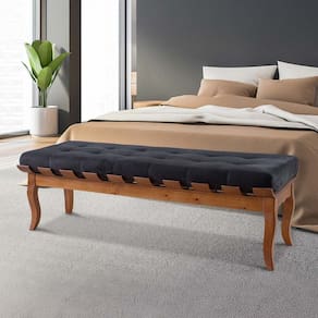 Recamier Isabela 120cm Madeira Maciça Imbuia Suede Preto L14 RMI
