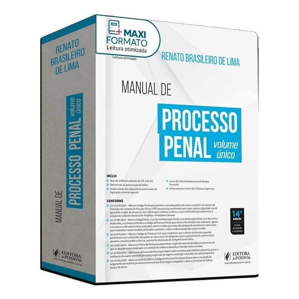 Manual De Processo Penal - Volume Único (2025)