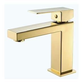 Misturador Monocomando Lavatório Quadrado Baixo Dourado Gold