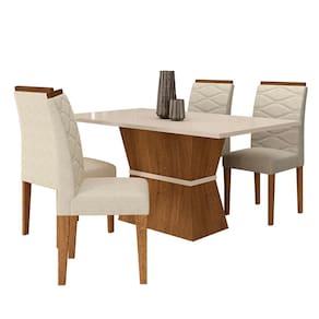 Conjunto Mesa Denali 4 Cadeiras Freijó/off Premium/suede Bege - M.a