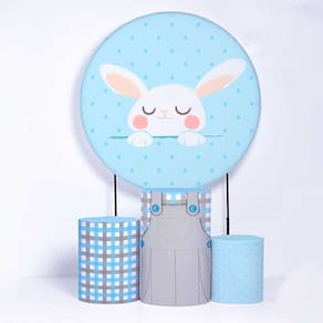 Kit Painel de Festa Redondo de 1,30m e Trio de Cilindros Páscoa - Fera Print