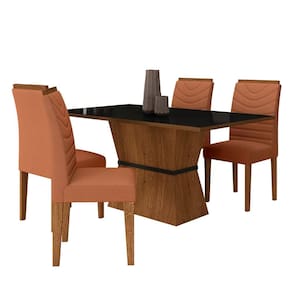 Mesa 4 Cadeiras 1,36 Odessa Freijó/preto/suede Terracota - M.a