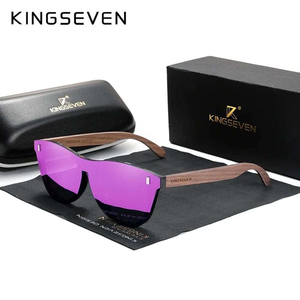 Óculos De Sol Kingseven Haste De Madeira Polarizado Uv400