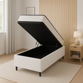 Cama Box Baú + Colchão Espuma D45 Sintético Branco 17x78x188cm