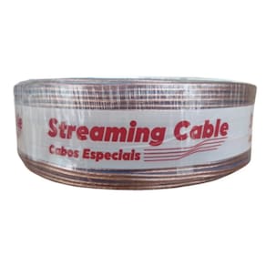 Rolo Cabo 50M 2X14 Awg 12V Azul Cordao Bicolor Cristal