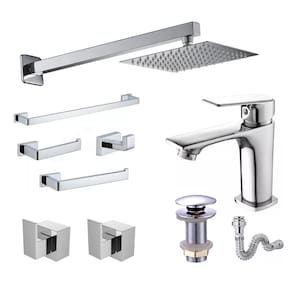 Kit Completo Acessórios Lavatório Banheiro Cromado Premium