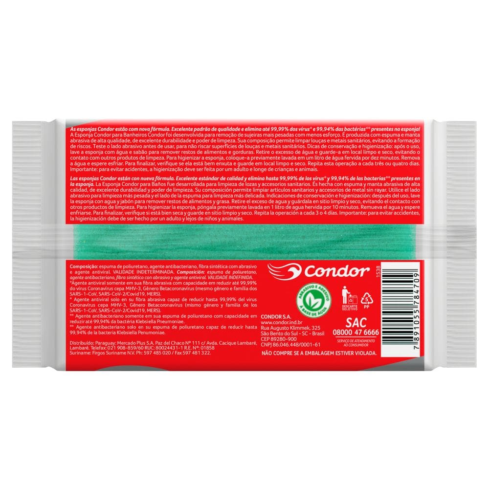 Esponja Verde Banheiro Condor Antibac