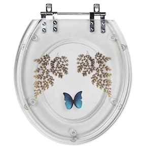 Tampa de Vaso Acrílico Transparente com Borboleta Azul