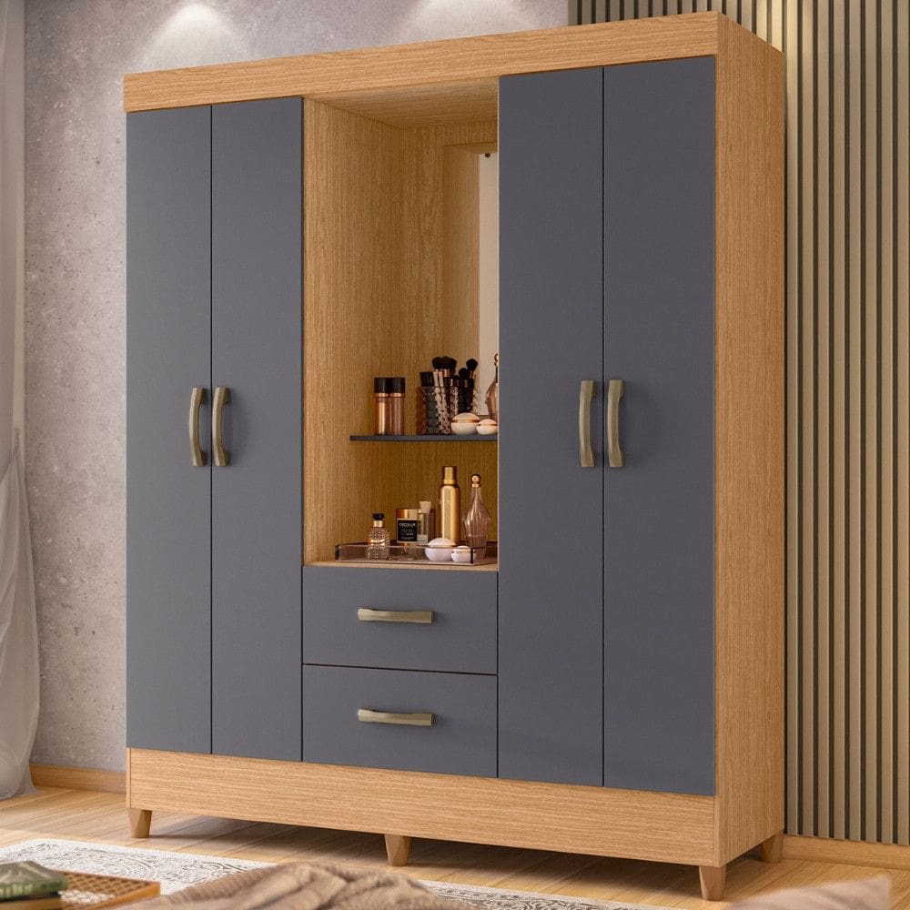Guarda Roupa Casal Capelinha 4 Portas 2 Gavetas Mobi Albatroz