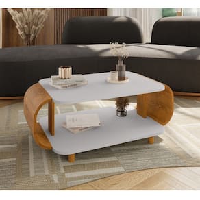 Mesa de Centro Oval com Pés de Madeira Maciça Floripa Bechara