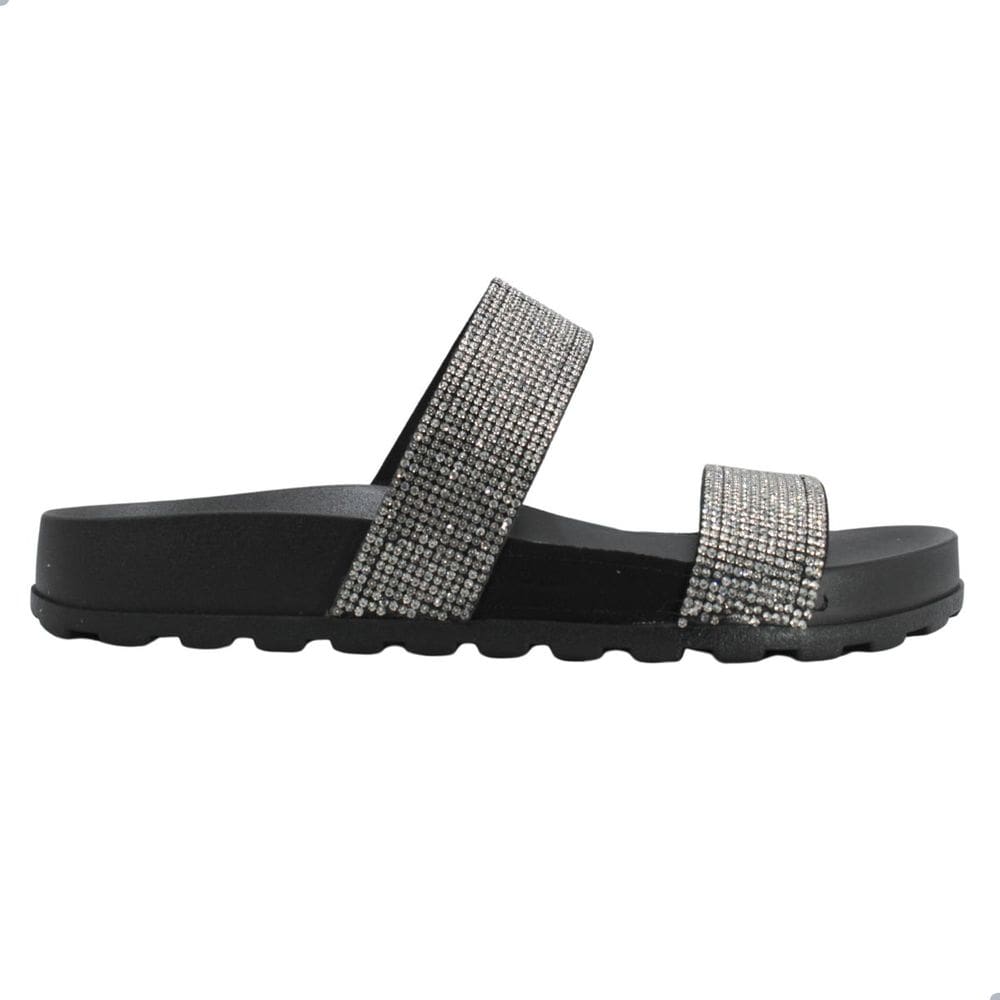 Tamanco Moleca Camurca Flex Strass Preto