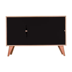 Buffet Aparador Retrô com 3 Portas Murano Carvalho e Preto