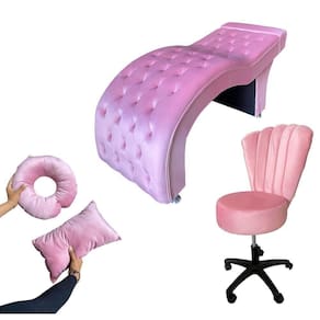 Kit Maca M1 70 + Mocho Pétala + Kit Almofadas Veludo Rosa Chiclete - In9 Decor