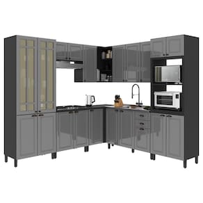 Cozinha Modulada de Canto Firenze 8 Peças com Torre Quente 2 Fornos e Paneleiro - Indékes