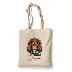 Ecobag Bolsa Sacola Tema Relisioso Leão de Judá Venceu