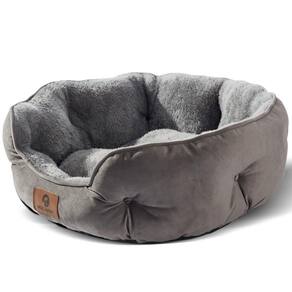 Cama para animais de estimação Asvin Medium para cães e gatos, macia e lavável, cinza