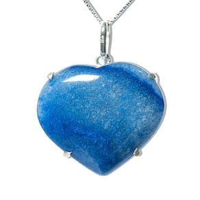 Colar Coração Quartzo Azul Natural Prata 950 Garra