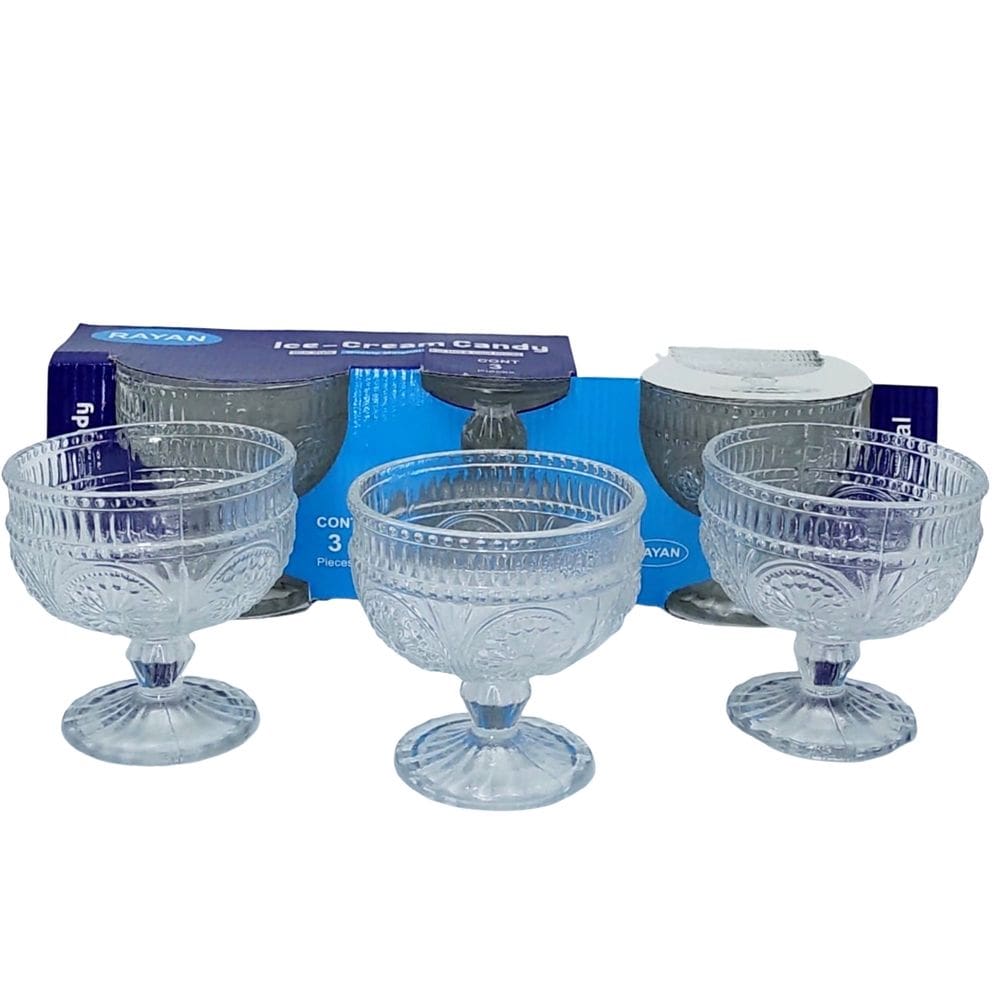 Jogo 03 Taças Sobremesa Sorvete Ice Cream 250ml Rayan Vidros TG-2022