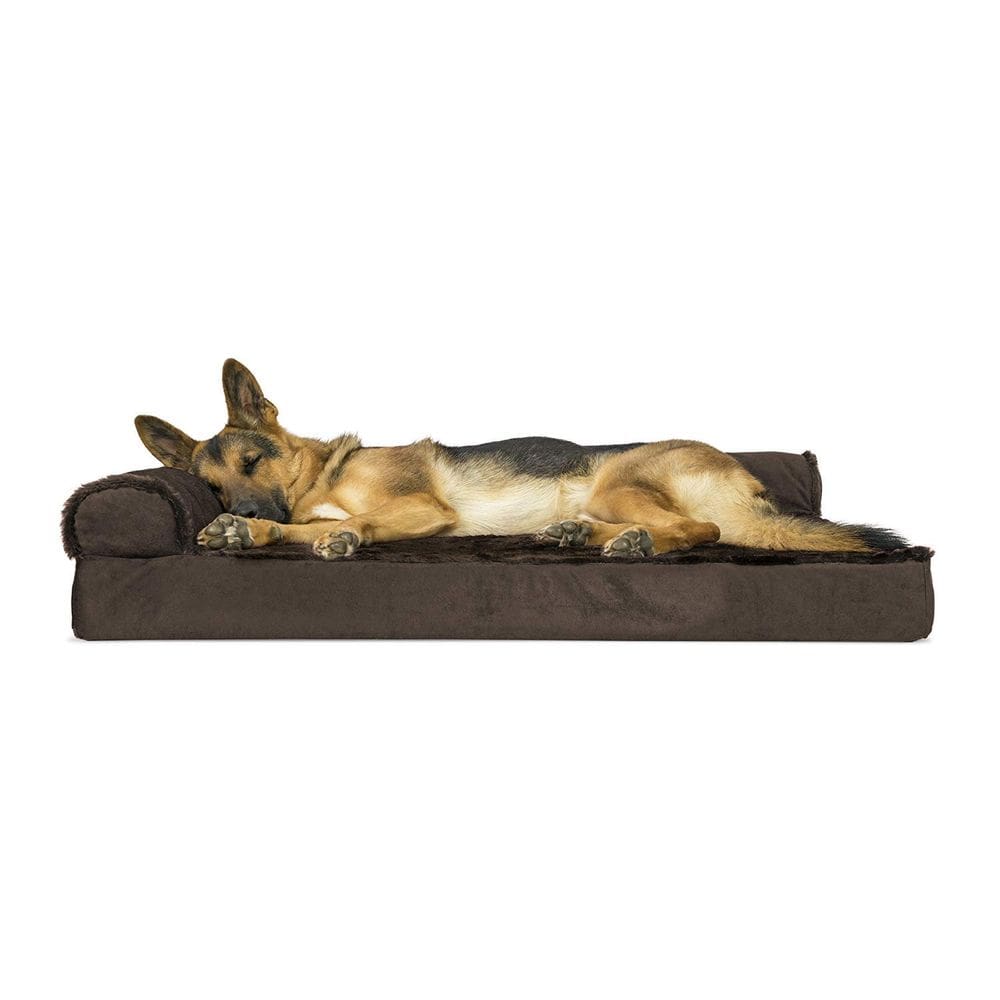 Cama de cachorro Furhaven ortopédica de pelúcia e veludo para cães grandes