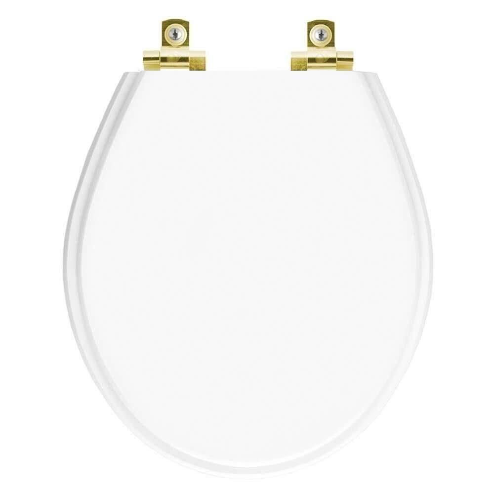 Assento Sanitário Com Fechamento Lento Carina Branco Para Vaso Ideal Standard Com Ferragem Dourada