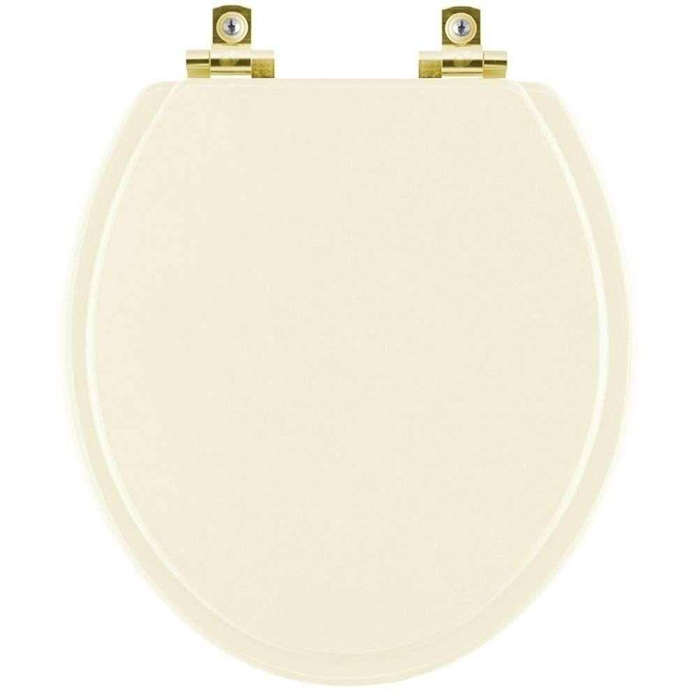 Assento Sanitário Com Fechamento Lento Convencional Oval Bege Claro Com Ferragem Dourada