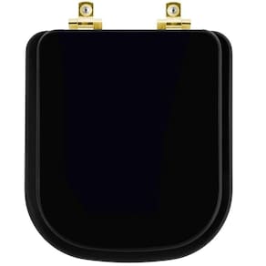 Assento Sanitário Com Amortecedor Axis ébano (preto) Para Vaso Deca Com Ferragem Dourada