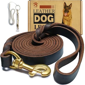 Coleira de cachorro Meruogkar Leather 6 pés x 3/4 polegadas para cães grandes e médios