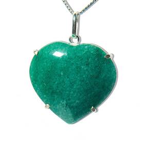 Colar Coração Pedra Quartzo Verde Natural Prata 950 Garra