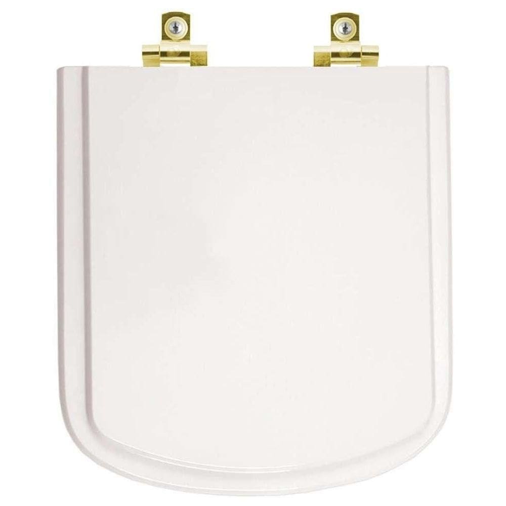 Assento Sanitário Com Fechamento Lento Lirio Branco Para Vaso Fiori Com Ferragem Dourada