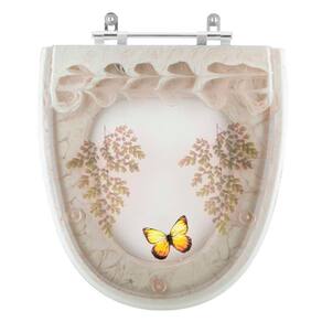 Tampa De Vaso Poliéster Decorada Borboleta Aloha Bege Para Louça Celite