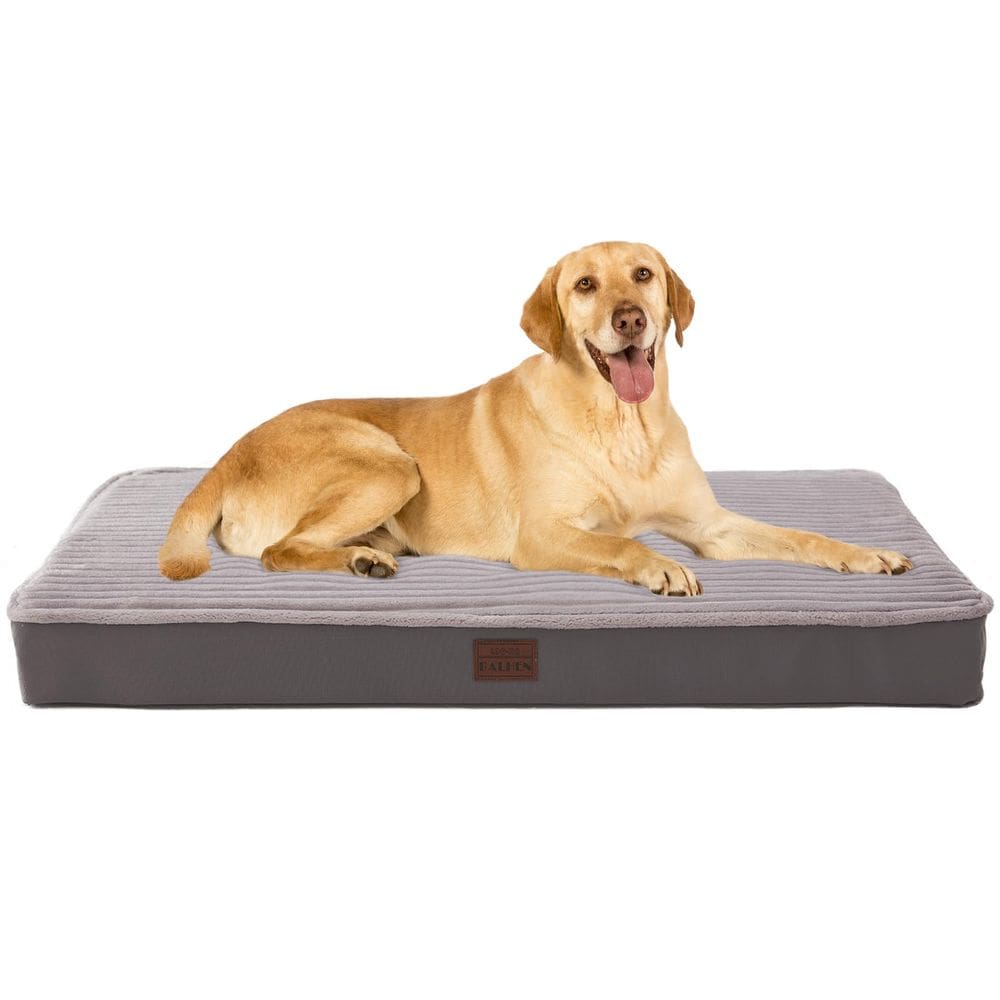 Cama ortopédica para cães Laojin Balhen Soft Plush Lavável Cinza