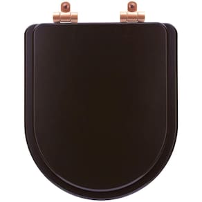 Assento Sanitário Poliéster Soft Close Carrara Marrom Fosco Para Vaso Deca Com Ferragem Rose Gold