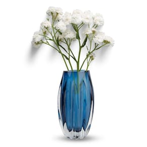 Cachepot De Murano Importado Vaso Decoração Grande 27Cm Azul