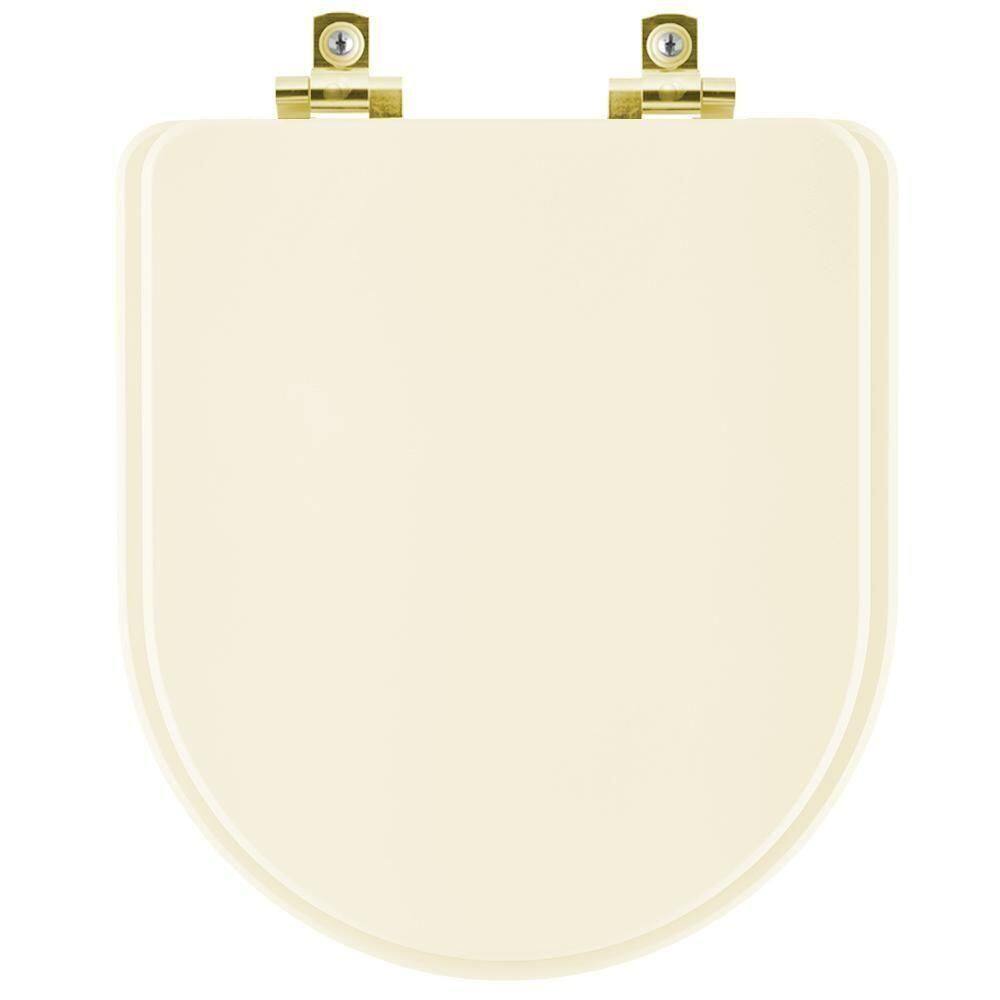 Assento Sanitário Com Amortecedor Carrara Creme Para Vaso Deca Com Ferragem Dourada