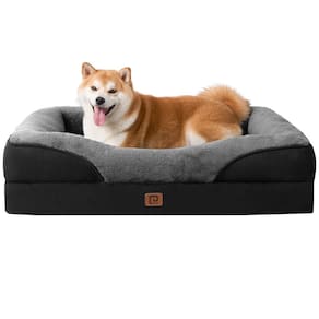 Cama de cachorro EHEYCIGA Memory Foam para cães grandes 36x27x18cm cinza/preta
