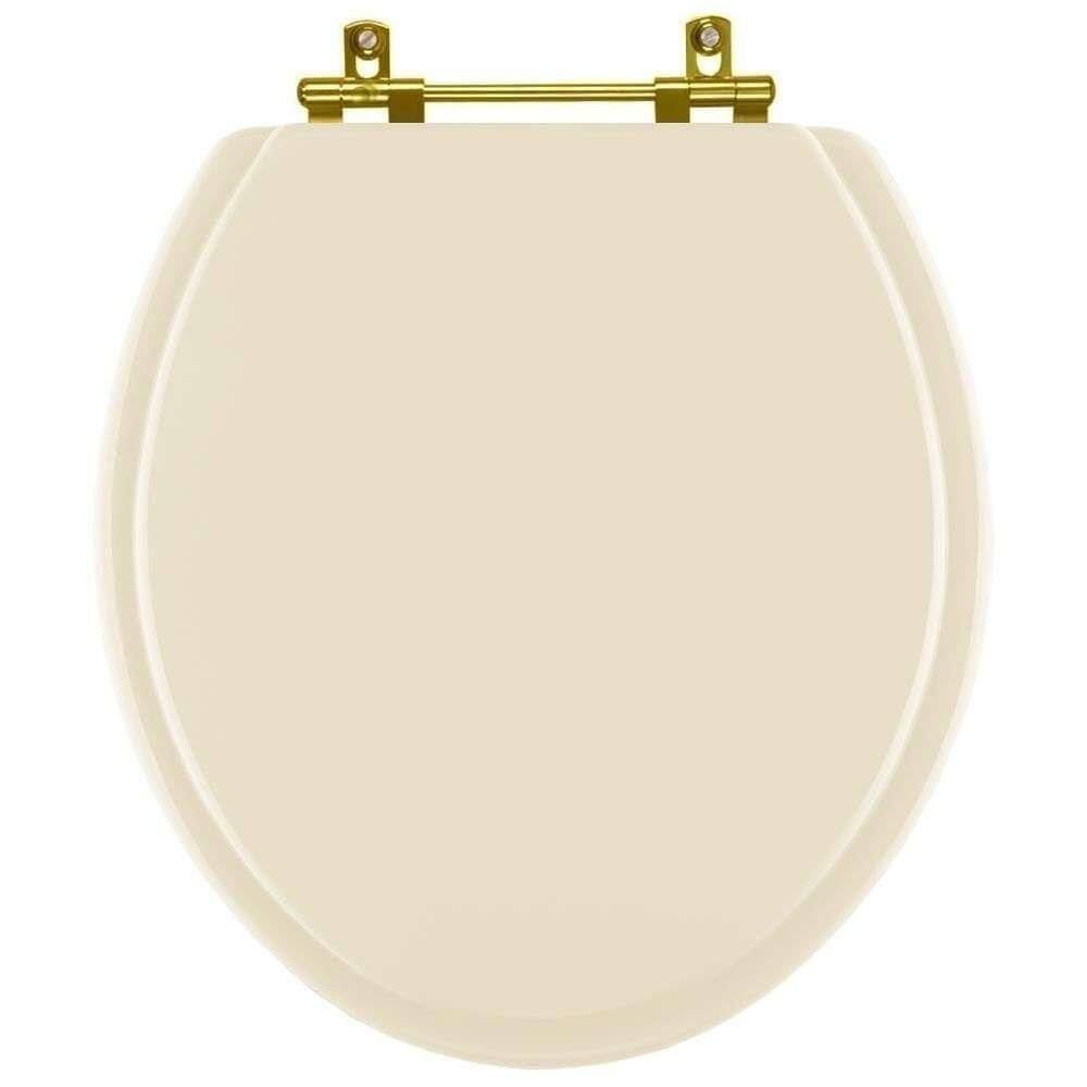 Assento Sanitario Poliéster Convencional Oval Creme Para Vaso Deca Com Ferragem Dourada