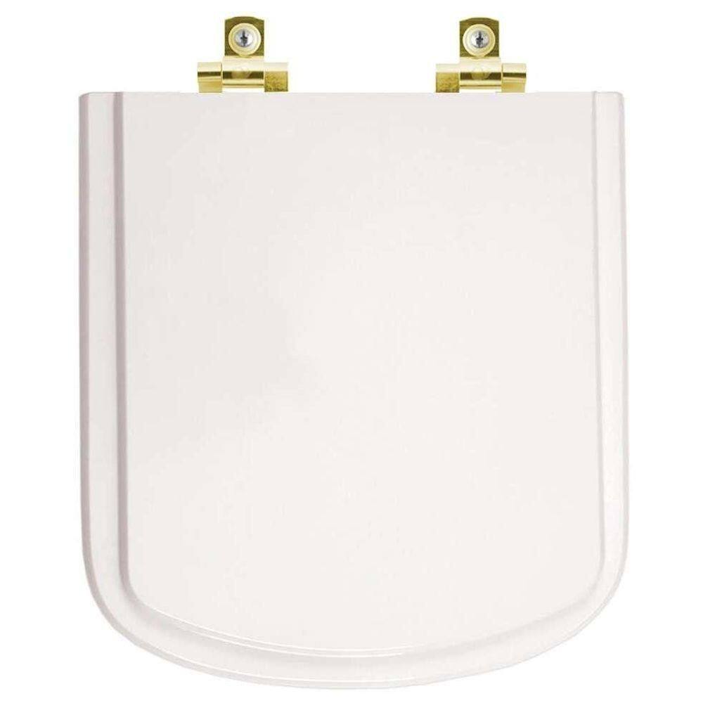Assento Sanitário Com Amortecedor Lirio Branco Para Vaso Fiori Com Ferragem Dourada
