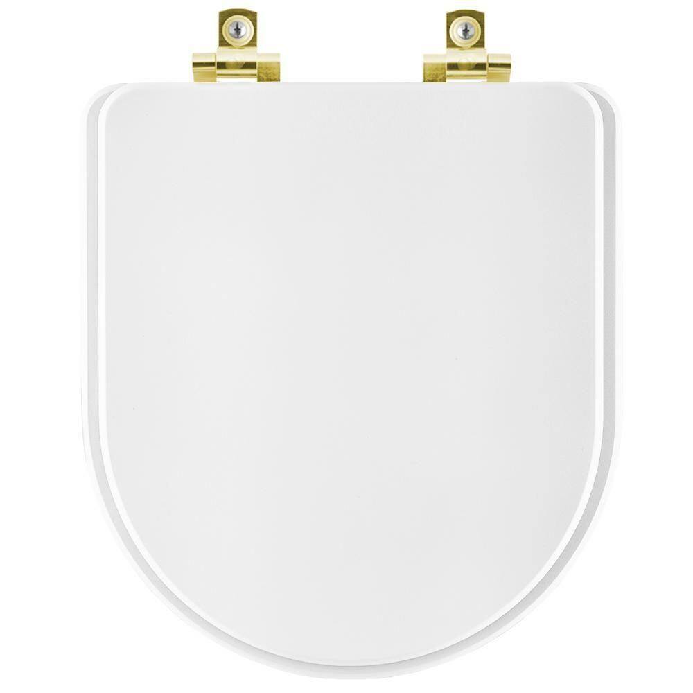 Assento Sanitário Com Amortecedor Nexo Branco Para Vaso Roca Com Ferragem Dourada