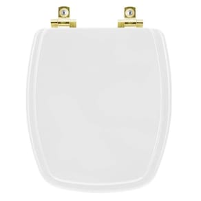 Assento Sanitário Com Amortecedor Laguna Branco Para Vaso Hervy Com Ferragem Dourada