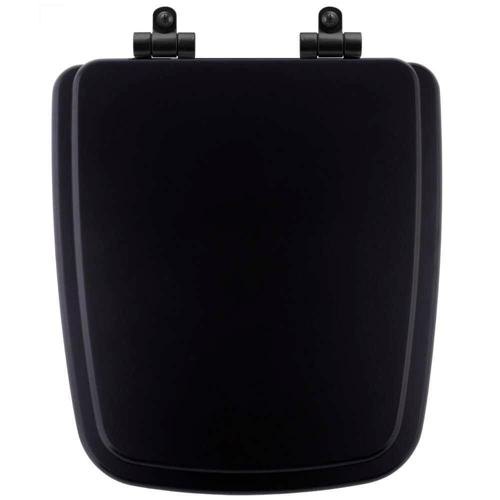 Assento Sanitário Poliéster Soft Close Boss Matte Black (preto Fosco) Para Vaso Incepa Com Ferragem Preta
