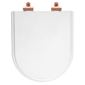 Assento Sanitário Poliéster Soft Close Level Branco Para Vaso Deca Com Ferragem Rose Gold