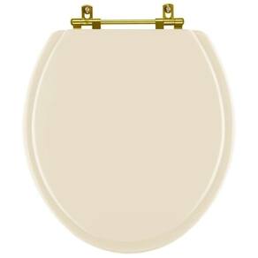 Assento Sanitario Laqueado Convencional Universal Oval Bone Com Ferragem Dourada