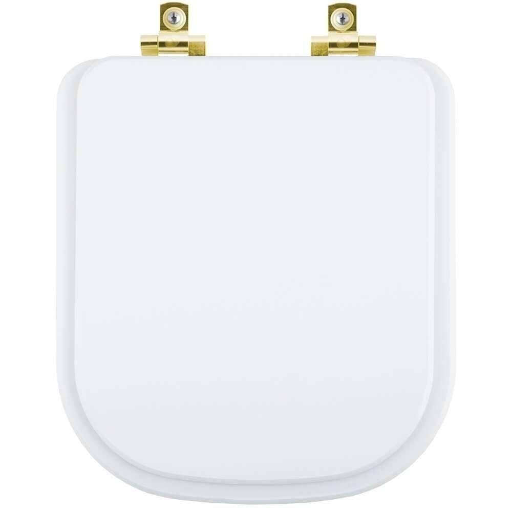 Assento Sanitário Com Fechamento Lento Axis Branco Para Vaso Deca Com Ferragem Dourada