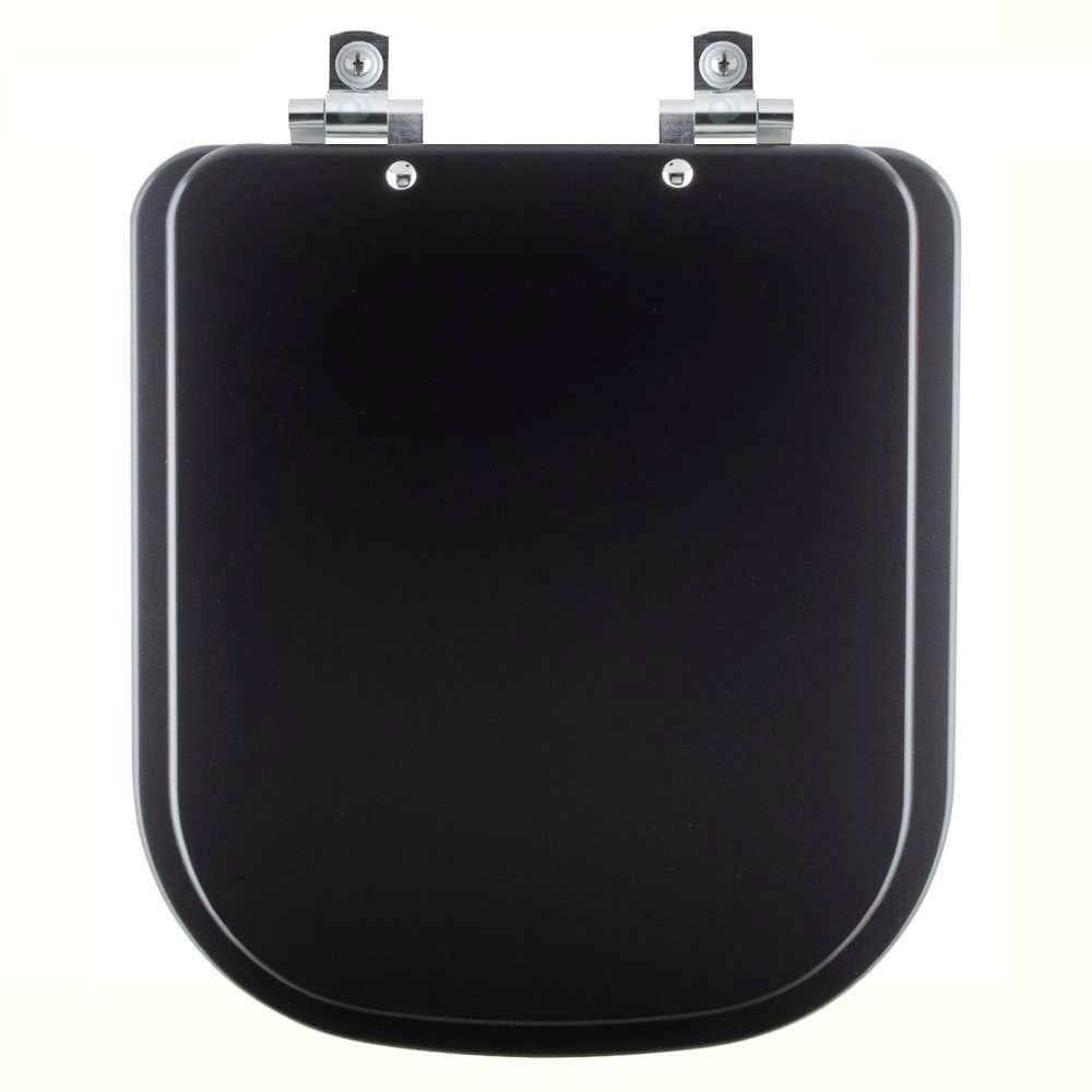 Assento Sanitário Com Amortecedor Quadra Preto Fosco Para Vaso Deca
