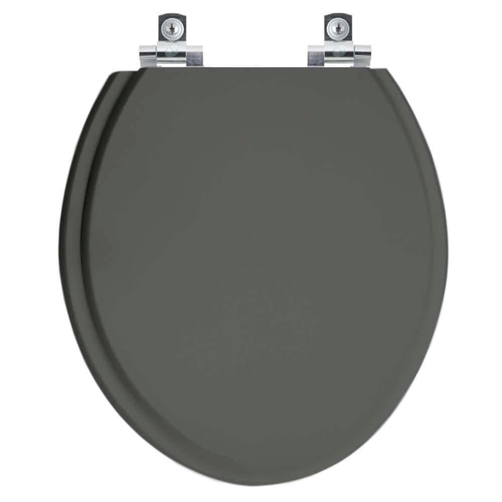 Assento Sanitário Com Fechamento Lento Convencional Oval Cinza Escuro Para Vaso Hervy