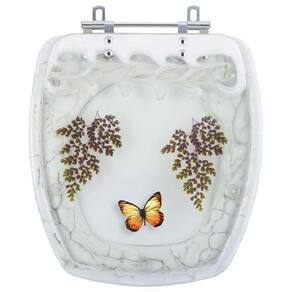 Tampa De Vaso Sanitário Decorado Primula Branco Para Bacia Fiori